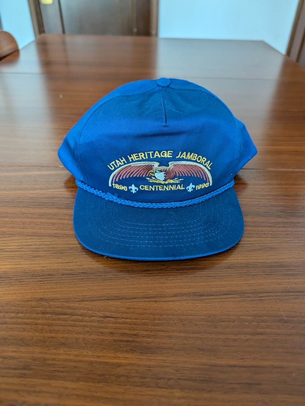 Vintage 90s Snapback Hat Utah Heritage Jamboral Centrennial 1896 1996 w/ Rope